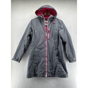 Helly Hansen Rain Coat Womens Medium Gray Hooded Insulated Waterproof Jacket